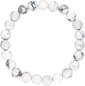 Elastyczna męska bransoletka z białego howlitu