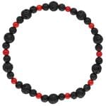 Elastyczna męska bransoletka z lawy wulkanicznej i czerwonego korala