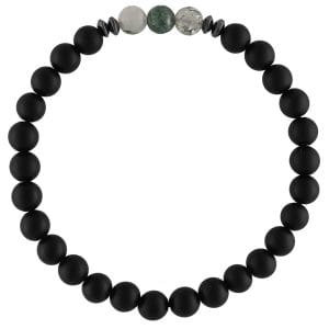 Bransoletka dla mężczyzny z onyksu, hematytu i agatu mszystego