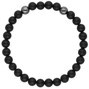 Elastyczna męska bransoletka z onyksem i hematytem