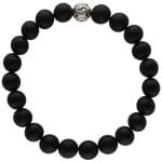 Bransoletka męska z onyksu i srebrnej kulki JINGJANG Elastyczna męska bransoletka z czarnego onyksu i srebrnej kulki ze znakiem Jing Jang