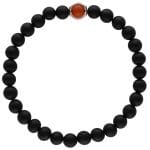 Męska bransoletka elastyczna z czarnego onyksu, pomarańczowego agatu i srebrnej przekładki