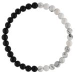 Elastyczna męska bransoletka z czarnego onyksu i białego howlitu