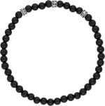 Srebrna bransoletka męska z czarnego onyksu i srebrnych przekładek z dolarem próby 925