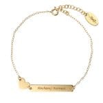 Damska bransoletka na łańcuszku pozłacana z sercem i grawerem na blaszce