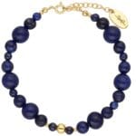 Bransoletka lapis lazuli srebrna pozłacana regulowana za pomocą przedłużki na łańcuszku. Damska bransoletka