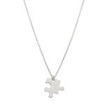 Srebrny damski naszyjnik celebrytka z puzzle. Puzzle pasują do siebie, wiec jest idealny jako naszyjnik dla par