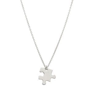 Srebrny damski naszyjnik celebrytka z puzzle. Puzzle pasują do siebie, wiec jest idealny jako naszyjnik dla par