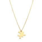 Srebrny pozłacany damski naszyjnik celebrytka z puzzle. Puzzle pasują do siebie, wiec jest idealny jako naszyjnik dla par