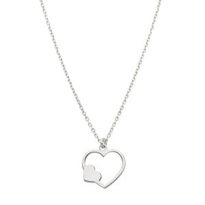 Damski naszyjnik srebrny pozłacany celebrytka serce w sercu