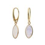 Damskie kolczyki wiszące bigiel angielski pozłacane kamień księżycowy w oprawie wykonanej z pozłoconego srebra próby 925