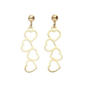 Damskie kolczyki sztyft celebrytka serca wykonana ze srebra 925 pozłoconego