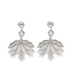 Damskie kolczyki sztyfty srebrne rodowane z motywem liścia klonu