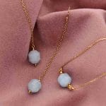 Zestaw naszyjnik damski pozłacany i kolczyki pozłacane z akwamarynem