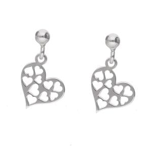 Damskie kolczyki srebrne na sztyfcie celebrytka z motywem serca