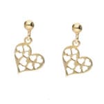 Damskie kolczyki srebrne pozłacane na sztyfcie celebrytka z motywem serca