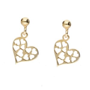 Damskie kolczyki srebrne pozłacane na sztyfcie celebrytka z motywem serca