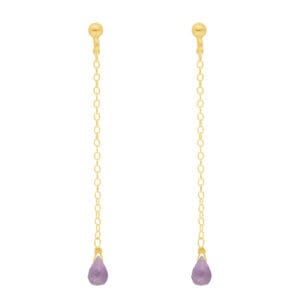 Długie fioletowe kolczyki z ametystem naturalnym srebrne pozłacane MINI