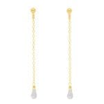 Długie wiszące kolczyki z kamieniem księżycowym srebrne pozłacane MINI