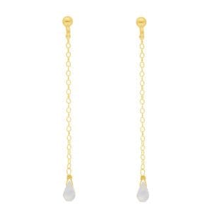 Długie wiszące kolczyki z kamieniem księżycowym srebrne pozłacane MINI