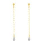 Długie wiszące kolczyki z topazem srebrne pozłacane MINI