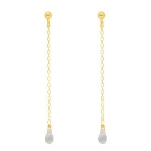 Długie wiszące kolczyki z topazem srebrne pozłacane MINI