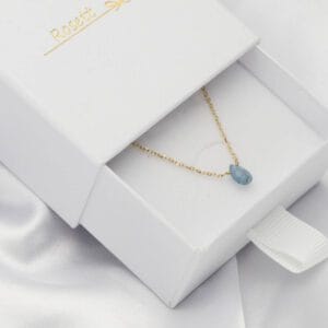 Naszyjnik z niebieskim kamieniem akwamarynem srebrny pozłacany
