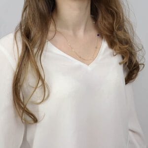 Naszyjnik z kamieniami naturalnymi na łańcuszku ankier