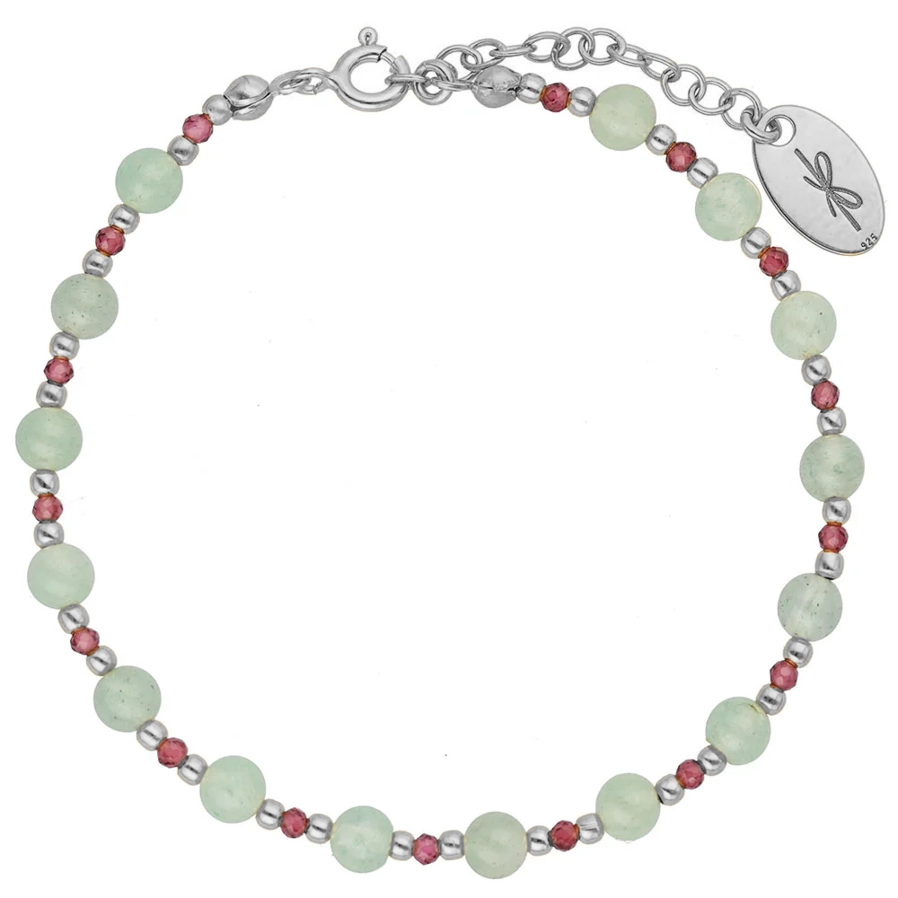 Bransoletka awenturyn zielony i granat srebrna