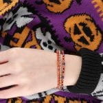 Pomarańczowo-fioletowa bransoletka damska gold filled z cyrkonii, ametystu i onyksu HALLOWEEN