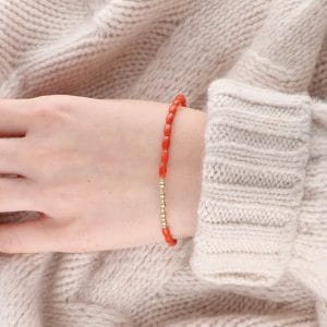 Damska czerwona bransoletka gold filled wykonana z korala ROMANTIC CORAL