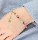 Damska srebrna pozłacana bransoletka z kolorowego agatu VIVID