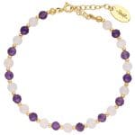Bransoletka damska z kamieniami naturalnymi kwarc różowy i ametyst