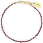 Damska bransoletka z bordowym granatem srebrna pozłacana