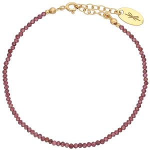 Damska bransoletka z bordowym granatem srebrna pozłacana