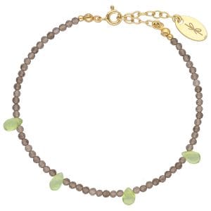 Elegancka bransoletka damska z kwarcem dymnym i peridotem