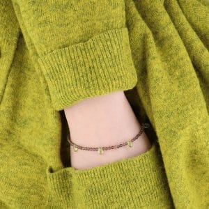 Brązowo-zielona damska srebrna pozłacana bransoletka z kwarcu dymnego i perydotu SMOKY PERIDOTE