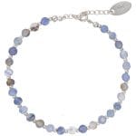 Fioletowa damska bransoletka srebrna z kamieni naturalnych - agatu LILAC NUDE SILVER