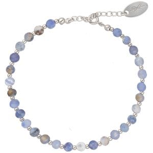 Fioletowa damska bransoletka srebrna z kamieni naturalnych - agatu LILAC NUDE SILVER