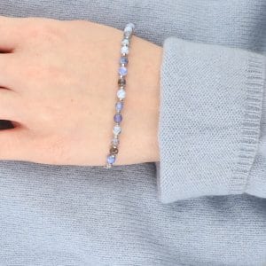 Pastelowa damska srebrna bransoletka z agatem w fioletowym kolorze LILAC NUDE SILVER