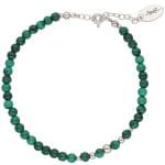 Zielona bransoletka damska z kamieni naturalnych - malachitu i srebra SILVER MALACHITE