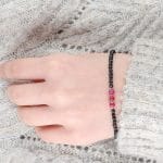Czarno-różowa srebrna damska bransoletka ze spinelu i rubinu RUBY IN BLACK