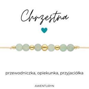 Bransoletka dla matki chrzestnej z awenturynem pozłacana