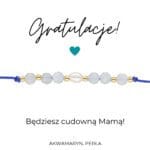 Bransoletka dla przyszłej mamy chłopczyka srebrna pozłacana na sznurku