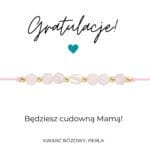 Bransoletka dla przyszłej mamy dziewczynki srebrna pozłacana na sznurku