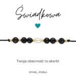 Bransoletka dla świadkowej z dedykacją na sznurku srebrna pozłacana z kamieniami