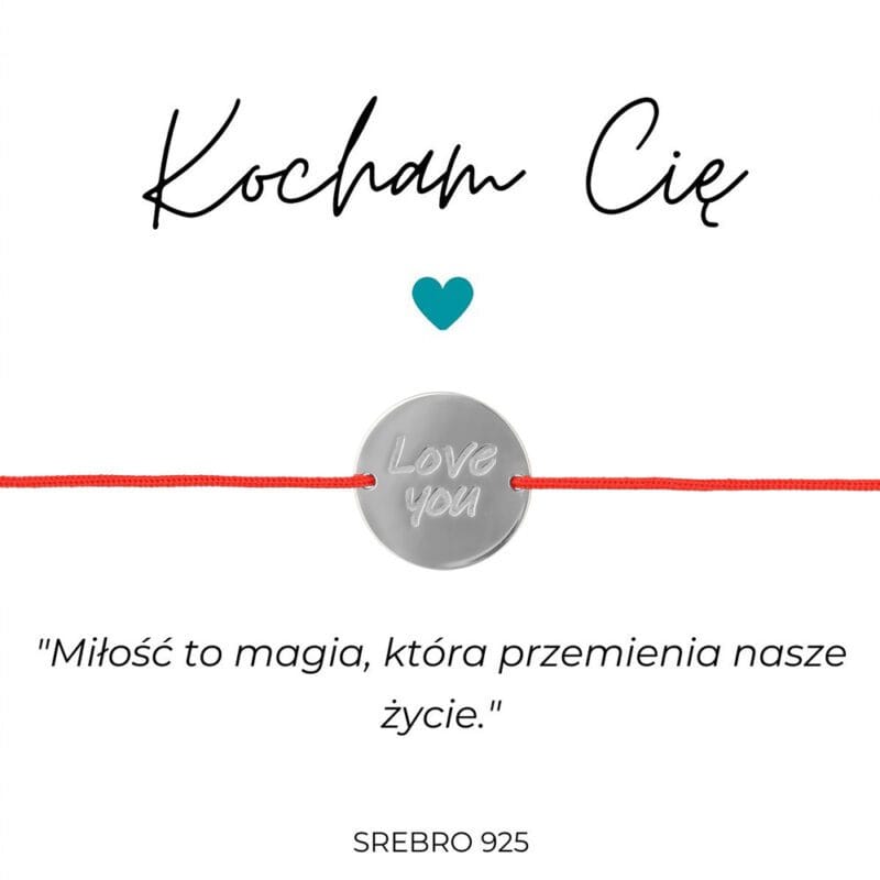 Srebrna bransoletka na Walentynki z dedykacją