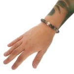 Bransoletka srebrna męska z kamieni heliotropu i znaku pokoju ze srebra 925 na ręce