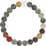 Bransoletka srebrna męska z kamieni heliotropu i znaku pokoju ze srebra 925