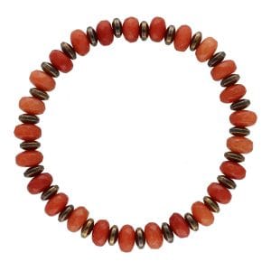 Bransoletka męska elastyczna z pomarańczowego jadeitu i oponek hematytu